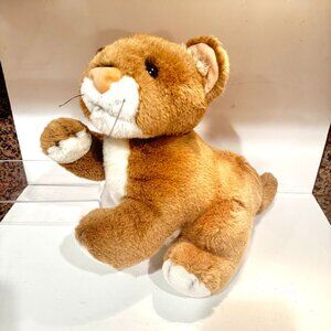 Lion Cub Fine Toy Co Ltd Stuffed Animal Plush Toy brown Vtg Realistic Sitting